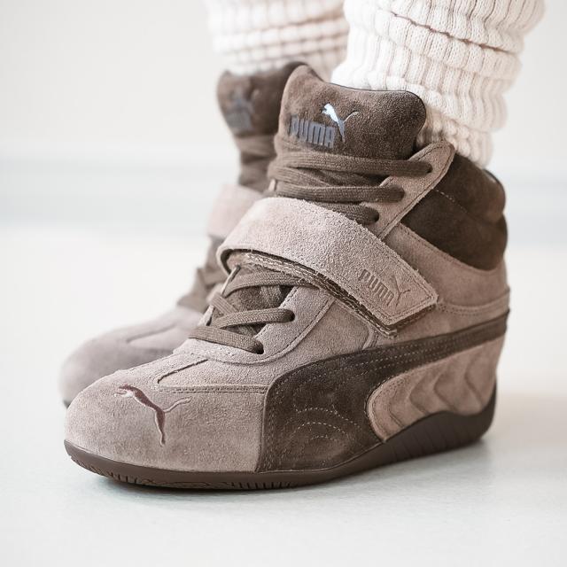 PUMA プーマ SPEEDCAT WEDGE WNS スピードキャット ウェッジ スニーカーTOTALLY TAUPE-CHOCOLATEブラウン ハイカット レザースニーカー レディース 韓国 407878-01_3