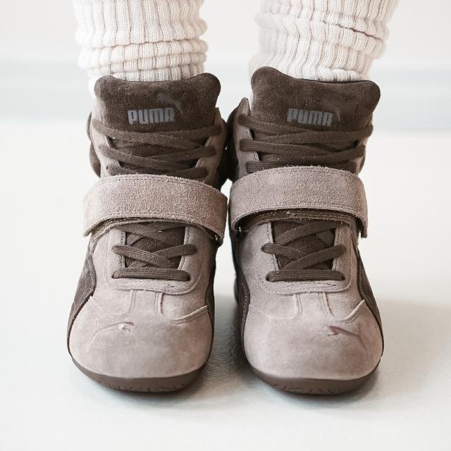 PUMA プーマ SPEEDCAT WEDGE WNS スピードキャット ウェッジ スニーカーTOTALLY TAUPE-CHOCOLATEブラウン ハイカット レザースニーカー レディース 韓国 407878-01_1