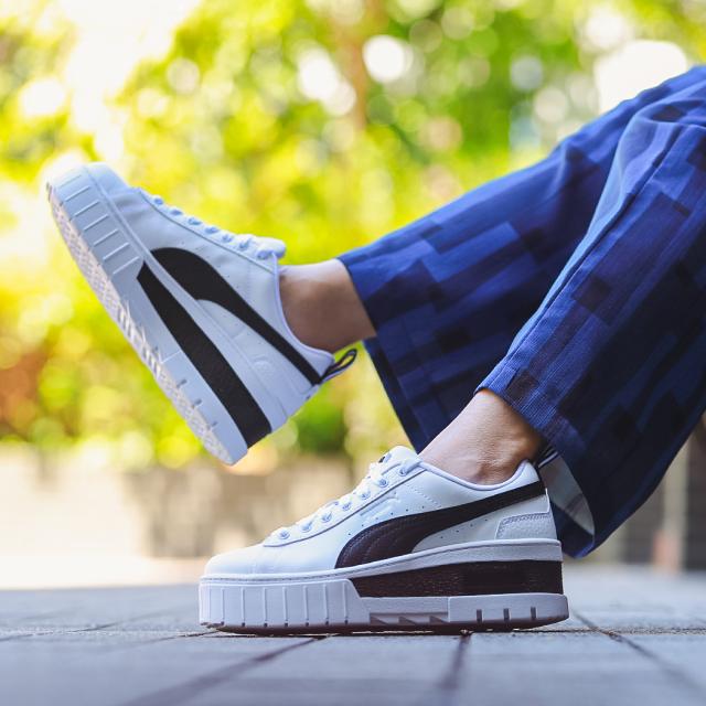 PUMA MAYZE LTH WNS WHITE BLACK プーマ メイズ レザー