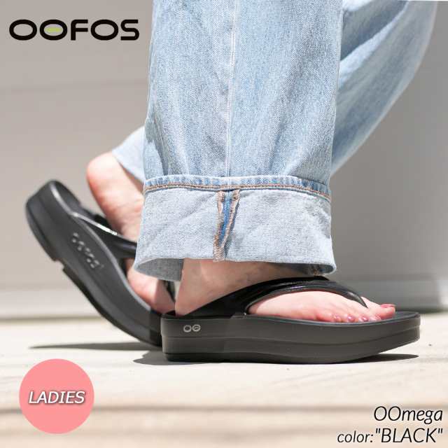 OOFOS OOmega BLACK ウーフォス ウーメガ サンダル ( 厚底 SANDAL スライド トング 黒 ブラック リカバリーサンダル レディース ウィメンズ 2000440050211 )の通販は