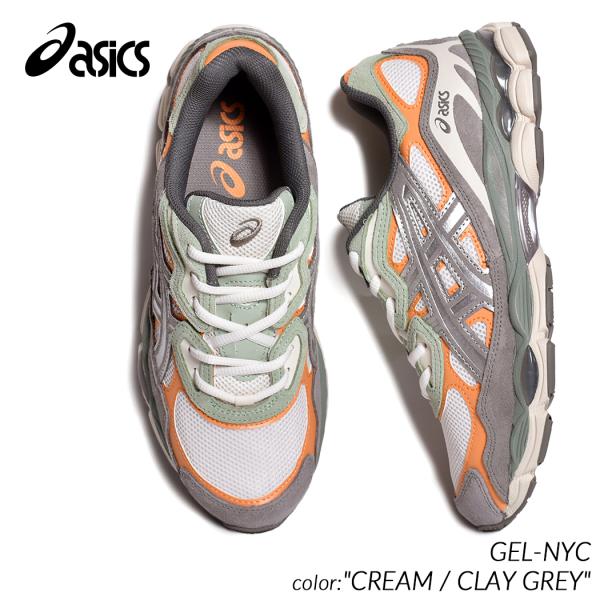asics GEL-NYC CREAM / CLAY GREY アシックス ゲル ニューヨーク スニーカー ( グレー 灰色 緑 グリーン オレンジ メンズ 1203A383-102 )の通販は