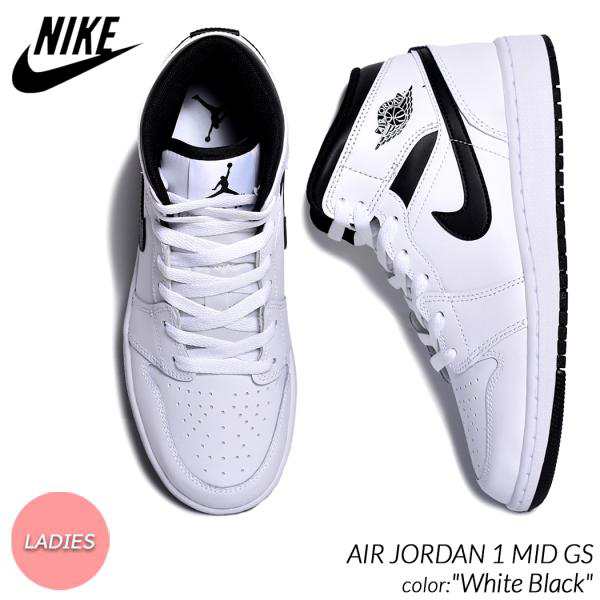 NIKE AIR JORDAN 1 MID GS White Black ナイキ エア ジョーダン ミッド スニーカー 白 ホワイト 黒 ブラック レディース ウィメンズ DQ84