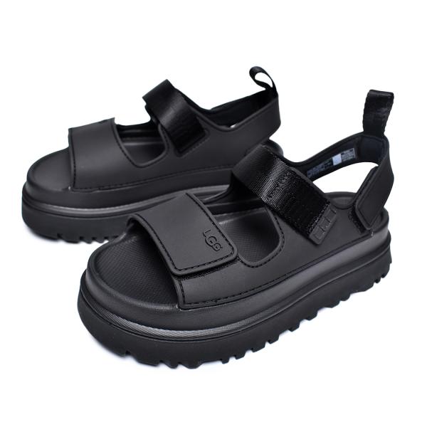 UGG W GOLDENGLOW BLACK アグ ウィメンズ ゴールデングロウ サンダル スライド レディース ( 黒 ブラック 厚底 ストラップ 1152685 )_1
