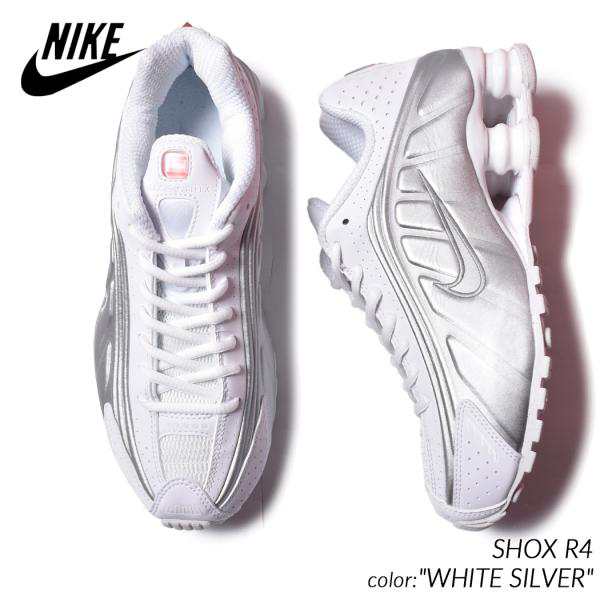 NIKE SHOX R4 WHITE SILVER ナイキ ショックス スニーカー ( 白 ホワイト シルバー グレー ヒール メンズ レディース ウィメンズ AR3565-