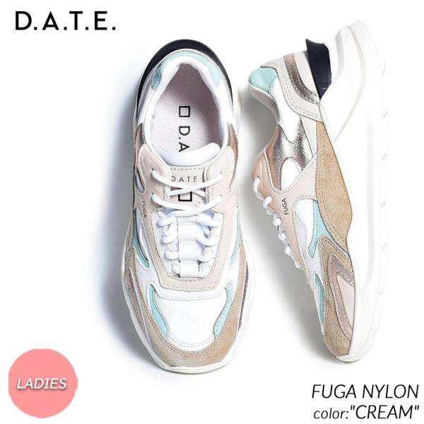 D.A.T.E. FUGA NYLON CREAM デイト フーガ スニーカー ( DATE 白 ホワイト クリーム 青 ブルー レディース ウィメンズ W401-FG-NY-CR )