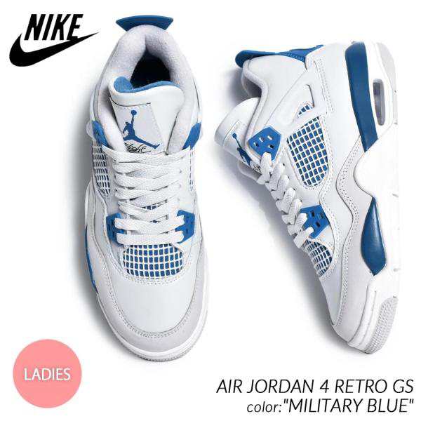 NIKE AIR JORDAN 4 RETRO GS MILITARY BLUE ナイキ エア ジョーダン レトロ スニーカー ( 青 ブルー レディース ウィメンズ HF4281-141 )