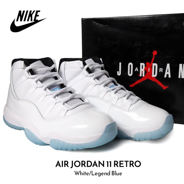 NIKE ナイキ エア ジョーダン レトロ スニーカー AIR JORDAN 11 RETRO White/Legend Blue ( 青 レジェンドブルー 白 ホワイト CT8012-104 )