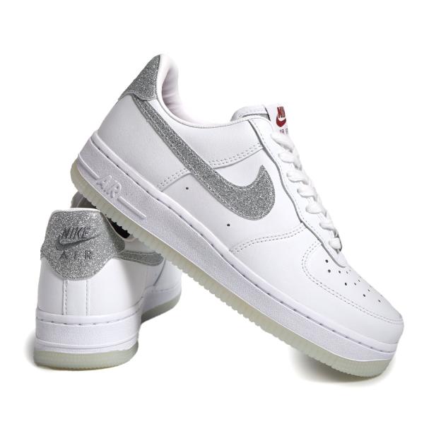 NIKE ナイキ ウィメンズ エアフォース スニーカー WMNS AIR FORCE 1 07 LX GLITTER SWOOSH ( 白 ホワイト ラメ レディース HQ3461-191 )_7