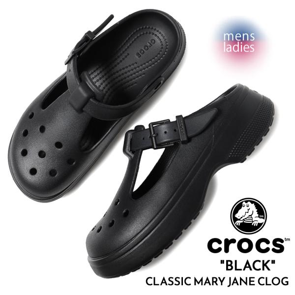 crocs クロックス クラシック クラッシュ クロッグ メリージェーン サンダル CLASSIC MARY JANE CLOG BLACK ( スライド 黒 厚底 国内正規品 210581-001 )