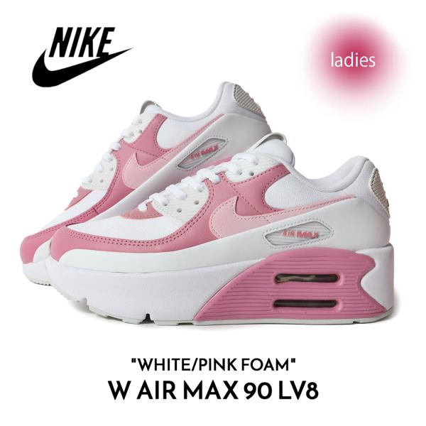 NIKE ナイキ ウィメンズ エアマックス スニーカー W AIR MAX 90 LV8 WHITE/PINK FOAM ( 白 ホワイト ピンク 厚底 レディース FD4328-110 )