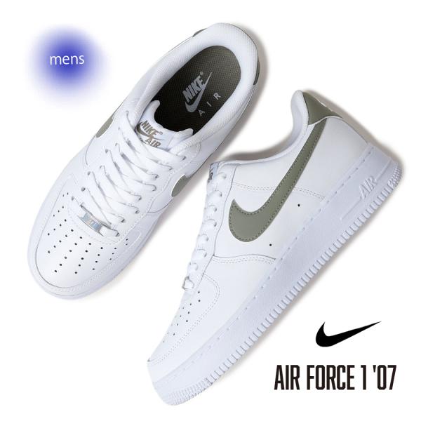 NIKE ナイキ エアフォース 1 ロー スニーカー AIR FORCE 1 '07 WHITE/LIGHT ARMY ( AF1 白 ホワイト カーキ グリーン メンズ FJ4146-116 )