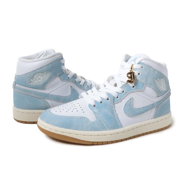 NIKE ナイキ エアジョーダン スニーカー AIR JORDAN 1 MID DENIM ( デニム ブルー 青 レディース メンズ HQ2005-100 )