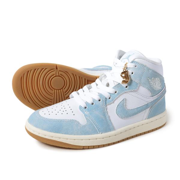 NIKE ナイキ エアジョーダン スニーカー AIR JORDAN 1 MID DENIM ( デニム ブルー 青 レディース メンズ HQ2005-100 )