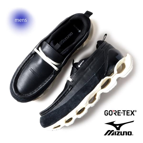 Mizuno ミズノ ウェーブプロフェシー ローファー スニーカー Wave Prophecy Moc GORE-TEX BLACK/OFF WHITE ( 黒 ホワイト 白 D1GD240602 )