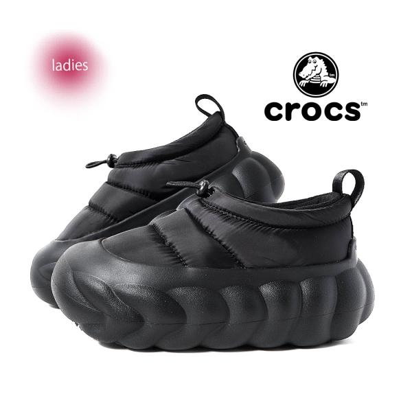 crocs クロックス ブーツ BOOTS サンダル オーバーパフ ショーティー OVERPUFF SHORTY BLACK ( 暖かい 国内正規品 黒 レディース 厚底 210668-060 )