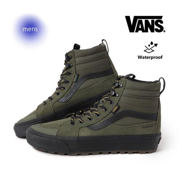 VANS バンズ スケート ハイ Sk8-Hi 防水 スニーカー Mte Waterproof insulated GREEN/BLACK ( ヴァンズ カーキ メンズ VN000DAQ203 )