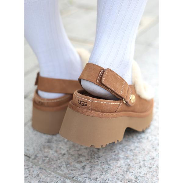 UGG アグ 厚底 スエード ミュール クロッグ ファー サンダル Esmee Clog CHESTNUT ニュー ハイツ エスミー ( ベージュ 茶色 レディース 1173331-CHE )_1