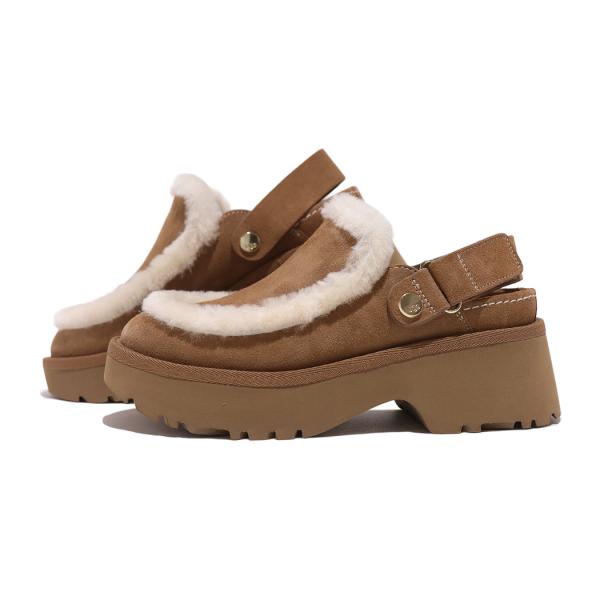 UGG アグ 厚底 スエード ミュール クロッグ ファー サンダル Esmee Clog CHESTNUT ニュー ハイツ エスミー ( ベージュ 茶色 レディース 1173331-CHE )_3