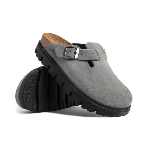 未使用級品！ビルケンシュトック ボストン サボサンダル ウール グレー 24 BIRKENSTOCK ビルケンシュトック 厚底 BOSTON CHUNKY ボストン チャン