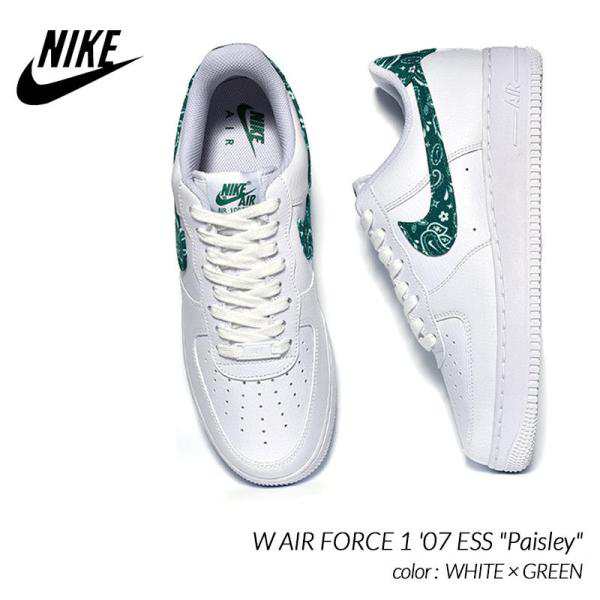 NIKE W AIR FORCE 1 07 ESS Paisley WHITE × GREEN ナイキ ウィメンズ エアフォース スニーカー ( レディース メンズ DH4406-102 )