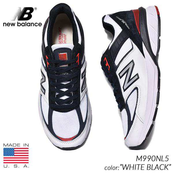 NEW BALANCE M990NL5 made in USA WHITE BLACK ニューバランス スニーカー ( 白 ホワイト 黒 ブラック 赤 992 993 996 メンズ )の通販は