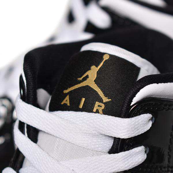 日本未発売 NIKE AIR JORDAN 1 MID SE Patent Black White Gold ナイキ ...