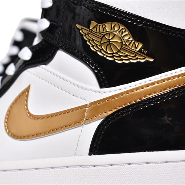 日本未発売 NIKE AIR JORDAN 1 MID SE Patent Black White Gold ナイキ