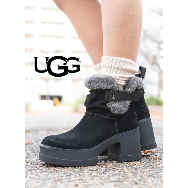 UGG アグ モクシー プルオン 厚底 ヒール ブーツ MOXY PULL ON BLACK ( ブラック 黒 シープスキン ベルト レディース ウィメンズ 1171476-BLK )