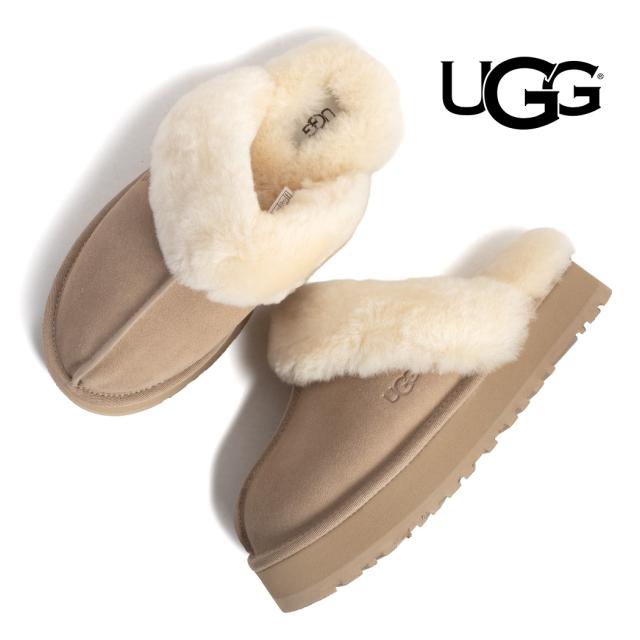 UGG アグ 厚底 W DISQUETTE ディスケット サンダル ミュール SAND ( サンド 暖かい 防寒 ベージュ ボア レディース ファー スリッパ 1122550SAN )