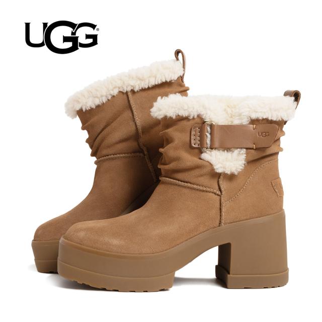 UGG アグ 厚底 MOXY PULL ON モクシー プルオン ブーツ CHESTNUT ( チェスナッツ ベージュ シープスキン ヒール ベルト レディース 1171476-CHE )