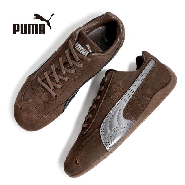 PUMA プーマ SPEEDCAT LUX スピードキャット ルクス ラックス スニーカー CHOCOLATE/GUM ( ブラウン 茶色 薄底 韓国 シルバー 408198-01 )