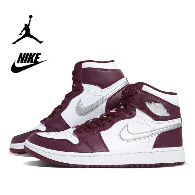海外限定 NIKE ナイキ エアジョーダン 1 ハイ ゴルフ スニーカー AIR JORDAN 1 HIGH G WHITE/BORDEAUX ( 日本未発売 ゴルフシューズ DQ0660-103 )