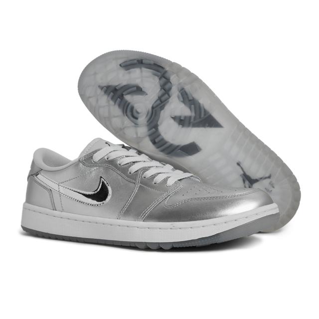 NIKE ナイキ エアジョーダン 1 ロー ゴルフ スニーカー AIR JORDAN 1 LOW GOLF GIFT GIVING ( シルバー AJ1 ゴルフシューズ FD6848-001 )