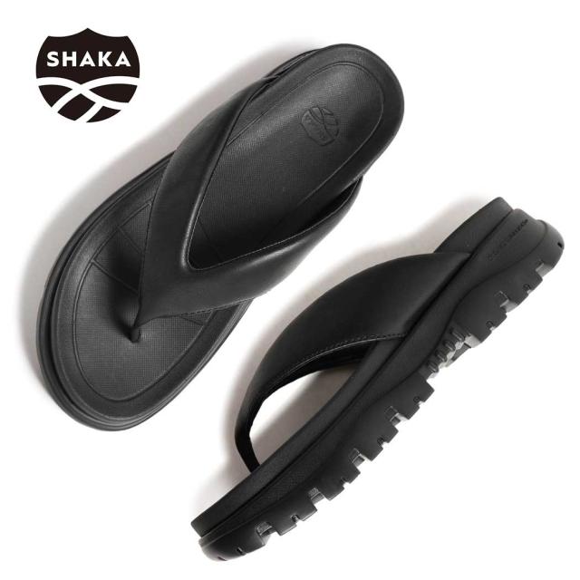 SHAKA シャカ カジャナ トング サンダル KHAZANA THONG EX SANDAL BLACK ( レザー きれいめ フリップフロップ 黒 ブラック メンズ SK-302V3BLK )