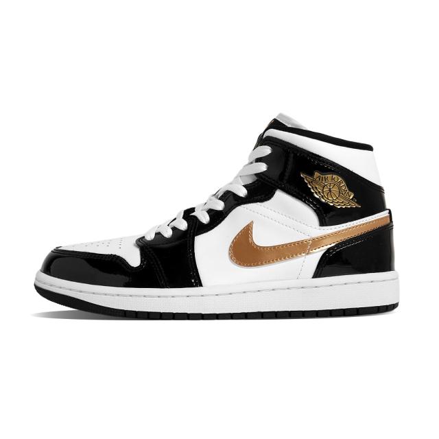 日本未発売 NIKE AIR JORDAN 1 MID SE Patent Black White Gold ナイキ エア ジョーダン ミッド スニーカー ( 海外限定 852542-007 )_1