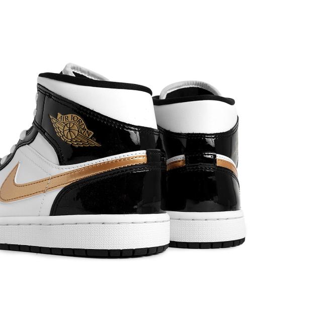 日本未発売 NIKE AIR JORDAN 1 MID SE Patent Black White Gold ナイキ エア ジョーダン ミッド スニーカー ( 海外限定 852542-007 )_3