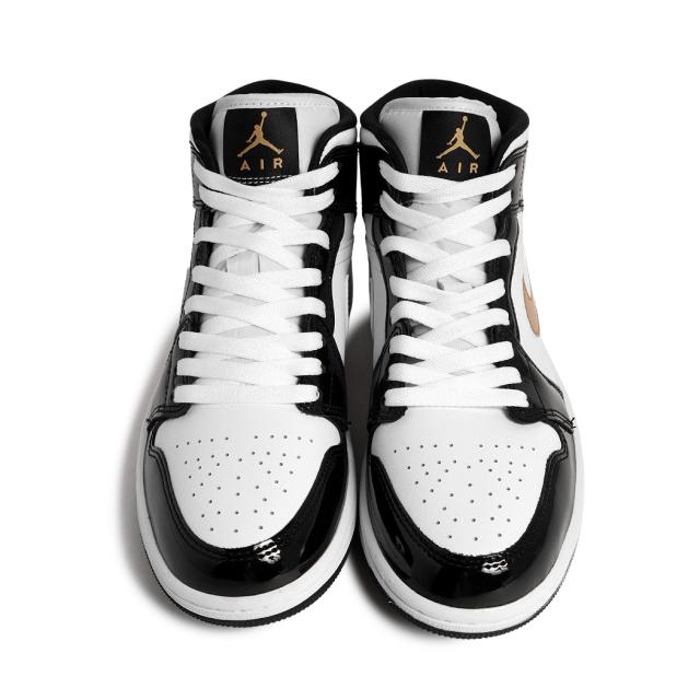 日本未発売 NIKE AIR JORDAN 1 MID SE Patent Black White Gold ナイキ エア ジョーダン ミッド スニーカー ( 海外限定 852542-007 )_2