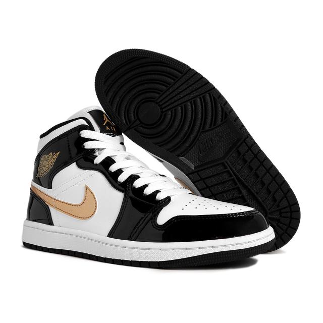 日本未発売 NIKE AIR JORDAN 1 MID SE Patent Black White Gold ナイキ エア ジョーダン ミッド スニーカー ( 海外限定 852542-007 )_7