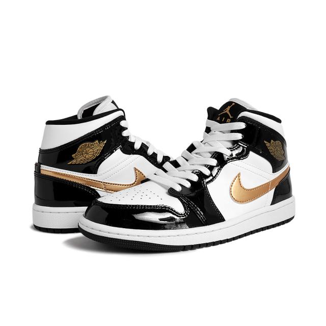 日本未発売 NIKE AIR JORDAN 1 MID SE Patent Black White Gold ナイキ エア ジョーダン ミッド スニーカー ( 海外限定 852542-007 )_8