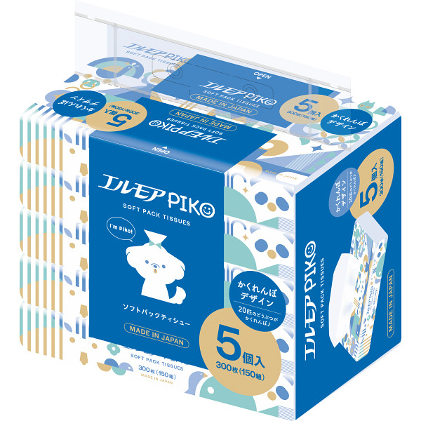 【送料無料】24個一括 エルモアピコ　ソフトパックティシュー１５０組（５個入）