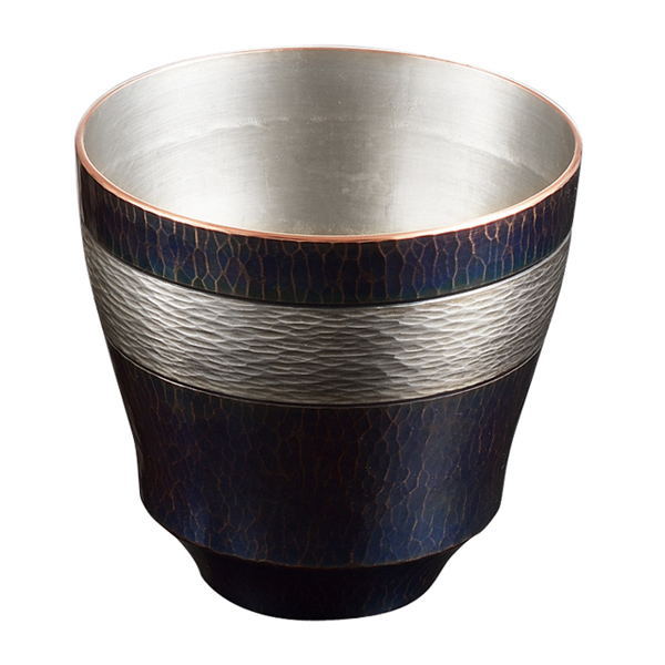 【szt】【送料無料】|伝統工芸 槌起 金属加工焼酎カップゴザ目紫金色(小)|〈Cu-G-11〉酒器 記念品 お祝い 御礼 叙勲祝い 叙勲記念 高額記念品