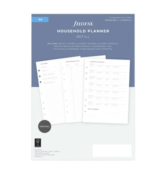 ファイロファックス システム手帳 リフィル A5サイズ 家庭プランナー ハウスホールドプランナー デスクサイズ Filofax 132926