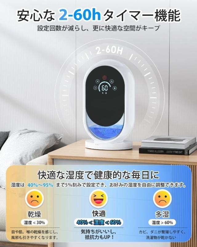 除湿機 小型 1.2L 除湿器 ペルチェ式 梅雨対策 60Hタイマー付き 湿度設定可能 満水自動停止 静音 七色雰囲気ライト 省エネ 5-15畳対応 コンパクト 部屋干し 湿気取り カビ防止 脱衣所/クローゼット/押入れ/トイレ/台所/寝室