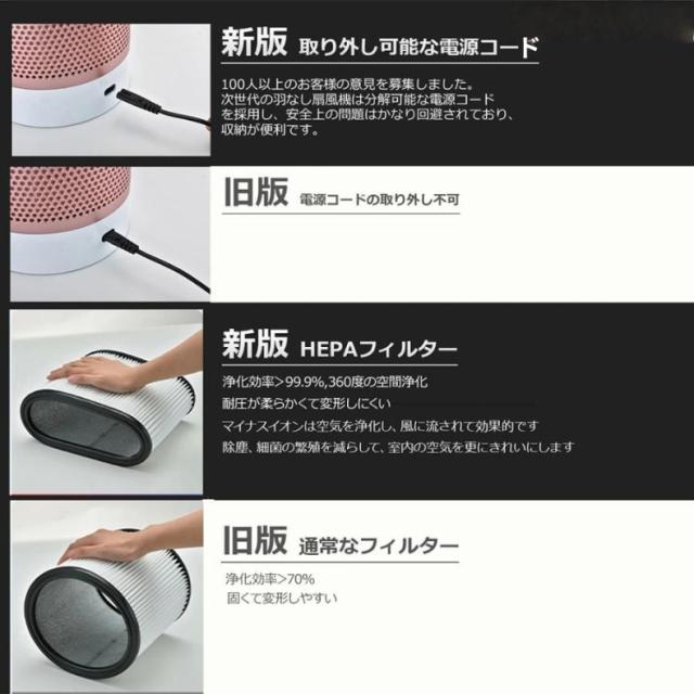 タワーファン 扇風機 冷風 スリム 羽なし 空気清浄機 脱臭 首振り タイマー機能 空気清浄機能付 タワーファン 羽根無 リモコン付 暖風なし_12