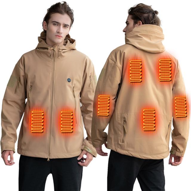 電熱ジャケット 電熱ウェア usb 迷彩 電熱服 防寒着 防寒服 7カ所発熱 ヒーター内蔵 耐風撥水 撥水加工 防風 長袖 発熱 防寒 寒対策 省エネ 男女兼用 洗濯可能