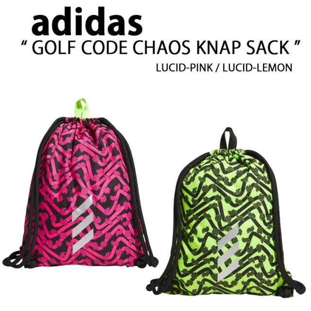 adidas アディダス ゴルフバッグ GOLF CODE CHAOS KNAP SACK PINK LEMON JG6325 JG6326 ゴルフ コード カオス ナップサック ピンク レモン ジムサック  トートバッグ スポーツバッグ リュックサック シューサック メンズ レディース