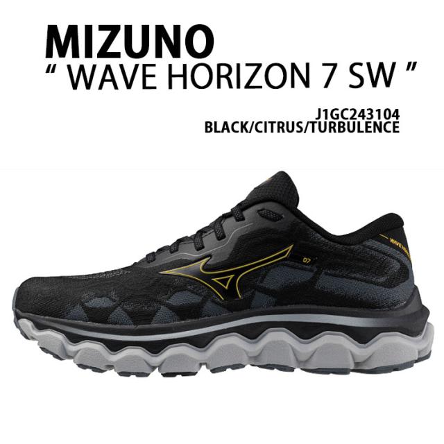 Mizuno ミズノ スニーカー WAVE HORIZON 7 SW J1GC243104 ウエーブホライゾン BLACK CITRUS TURBULENCE シューズ ブラック シトラス