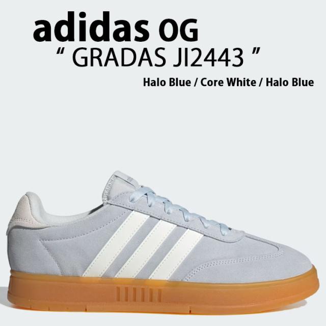 adidas アディダス スニーカー GRADAS JI2443 Halo Blue Core White Halo Blue グラダス 3ストライプ シューズ レザーアッパー レザー 本革 ハロブルー コアホワイト