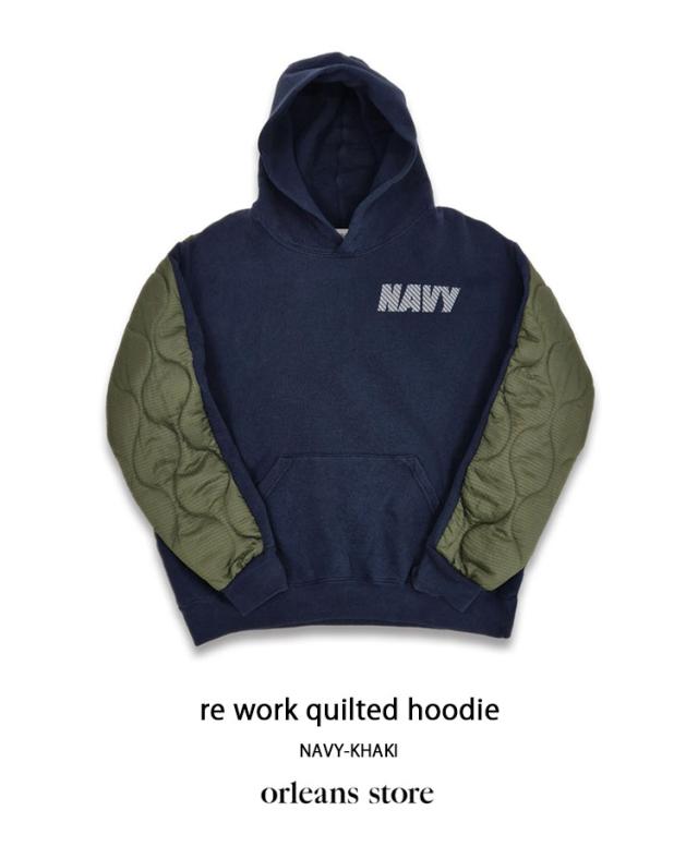 orleans キルティングジャケット re work quilted hoodie ミリタリー