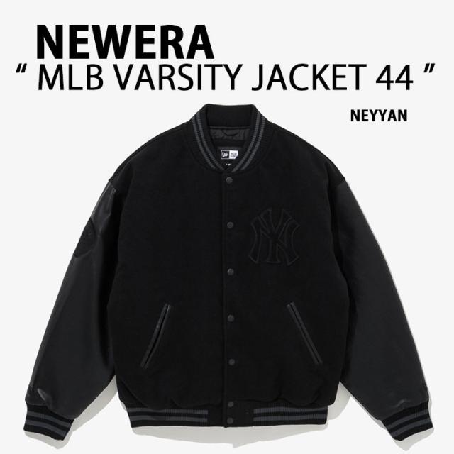NEWERA ニューエラ スタジャン ブルゾン AP MLB VARSITY JK44 NEYYAN ヤンキース BLACK BLACK 14397891 ベースボールジャケット スタジアムジャンパー バーシティジャケット メンズ レディース